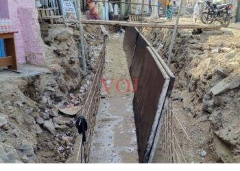 ಗುತ್ತಿಗೆದಾರನಿಗೆ ಗುಣಮಟ್ಟದ ಕಾಮಗಾರಿ ಮಾಡಲು ತಾಕೀತು ಮಾಡಿದ ಎಇಇ.