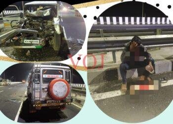 ಕ್ರೂಜರ್ ಕದ್ದ ಕಳ್ಳನೋರ್ವ ನಿಯಂತ್ರಣ ತಪ್ಪಿ ಕಬ್ಬಿನ್ ಟ್ರ್ಯಾಕ್ಟರ್ ಗೆ ಡಿಕ್ಕಿ..