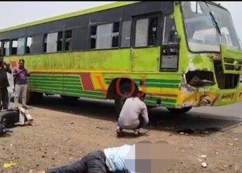 ಬಸ್ ಹಾಗೂ ಬೈಕ್ ನಡುವೆ ಡಿಕ್ಕಿ; ಸ್ಥಳದಲ್ಲೇ ಬೈಕ್ ಸವಾರ ಸಾವು: