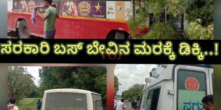 ಸರಕಾರಿ ಬಸ್ ಬೇವಿನ ಮರಕ್ಕೆ ಡಿಕ್ಕಿ..!