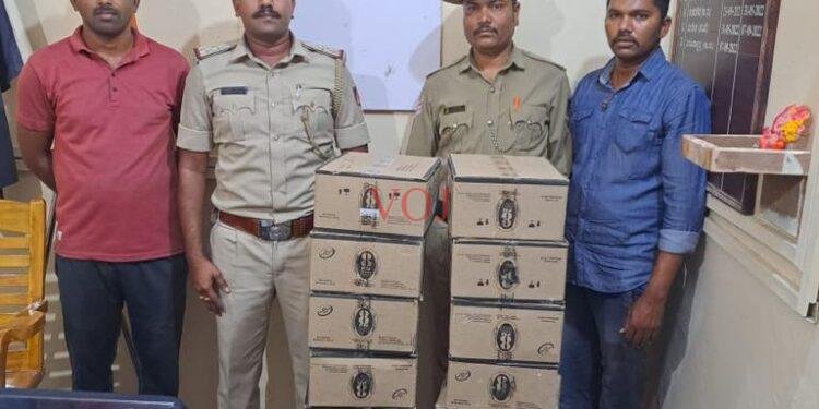 ಅನಧಿಕೃತವಾಗಿ ಮಾರಾಟ ಮಾಡುತ್ತಿದ್ದ 16 ಬಾಕ್ಸ್ ಮಧ್ಯ ವಶಪಡಿಸಿಕೊಂಡ ಪೊಲೀಸರು: