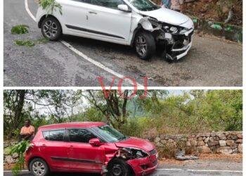 ಕಾರುಗಳ ನಡುವೆ ಮುಖಾಮುಖಿ ಡಿಕ್ಕಿ..! ಸದ್ಯ ಪ್ರಾಣಾಪಾಯದಿಂದ ಪಾರು..