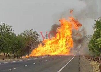 ಸ್ಪಿರಿಟ್ ತುಂಬಿದ ಟ್ಯಾಂಕರ್ ಧಗ ಧಗ..! ಎಲ್ಲಿ ..?