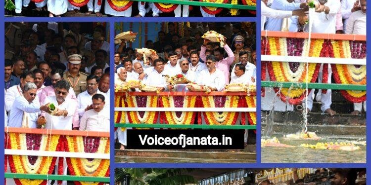 ಕೃಷ್ಣೆಯ ಜಲಧಿಗೆ, ಮುಖ್ಯಮಂತ್ರಿಗಳಿಂದ ಗಂಗಾಪೂಜೆ ಮತ್ತು ಬಾಗಿನ ಅರ್ಪಣೆ