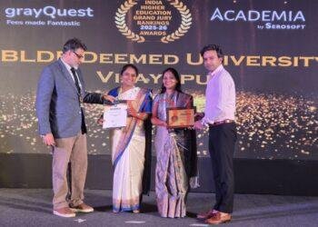 ಶಿಕ್ಷಣ ಕ್ಷೇತ್ರದಲ್ಲಿ ಬಿ.ಎಲ್.ಡಿ.ಇ ಡೀಮ್ಡ್ ವಿವಿ  ಸಾಧನೆಯ ಪರಿಗಣಿಸಿ  ಅತ್ಯುತ್ತಮ ಪ್ರಶಸ್ತಿ