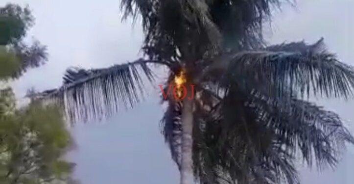 ಮುದ್ದೇಬಿಹಾಳ | ಸಿಡಿಲು ಬಡಿದು ಬೆಂಕಿ ಜ್ವಾಲೆ..!