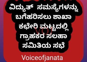 ವಿದ್ಯುತ್  ಸಮಸ್ಯೆಗಳನ್ನು ಬಗೆಹರಿಸಲು ಶಾಖಾ ಕಛೇರಿ ಮಟ್ಟದಲ್ಲಿ ಗ್ರಾಹಕರ ಸಲಹಾ ಸಮಿತಿಯ ಸಭೆ
