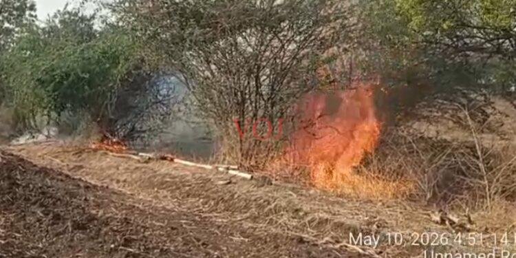 ಇಂಡಿ | ಆಕಸ್ಮಿಕವಾಗಿ ಜಮೀನಿನಲ್ಲಿ ಶಾರ್ಟ್ ಸರ್ಕ್ಯೂಟ್ನಿಂದ ಬೆಂಕಿ ಅವಘಡ